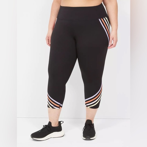 Lane Bryant Livi Active Wicking Capri Pants 22/24 Black Multicolor‎ Compression - Picture 1 of 8
